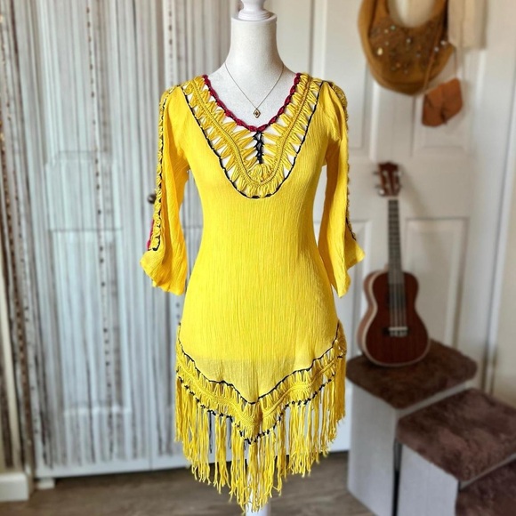 somya collection fringe dress with crochet detailing - Picture 1 of 5